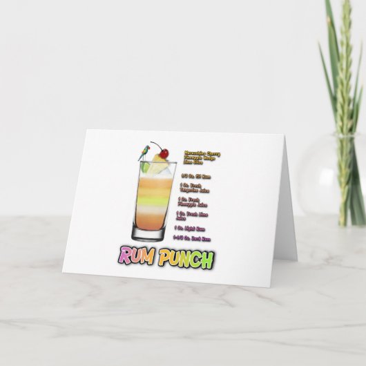 RUM PUNCH Cocktail Recipe Art Kaart (Voorkant)