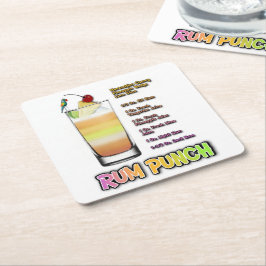 RUM PUNCH Cocktail Recipe Art Kartonnen Onderzetters