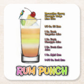 RUM PUNCH Cocktail Recipe Art Kartonnen Onderzetters (Voorkant)