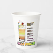 RUM PUNCH Cocktail Recipe Art Papieren Bekers (Voorkant)