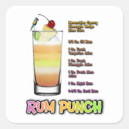 RUM PUNCH Cocktail Recipe Art Vierkante Sticker