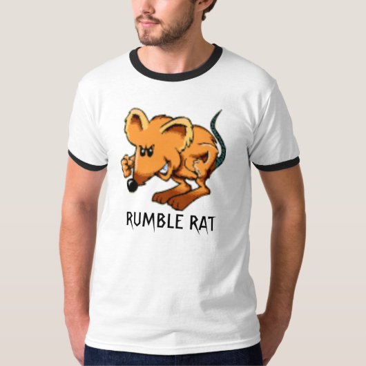 RUMBLE RAT FUNNY CARTOON RAT FIGHTER T-SHIRT (Voorkant)