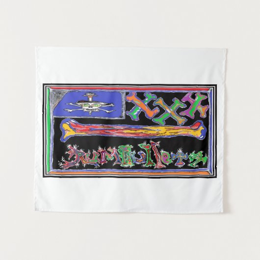 RUMBULLETS NEW VERSION PIRATE FLAG TAPESTRY WANDKLEED (Voorkant (horizontaal))