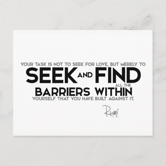 Rumi: Barrières in jezelf Briefkaart (Voorkant)