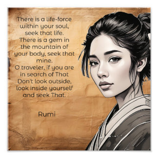 Rumi citaat - Levenskracht binnen in je Foto Afdruk