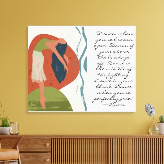 Rumi Dance Quote met danser Canvas Afdruk (Insitu (Woonkamer))