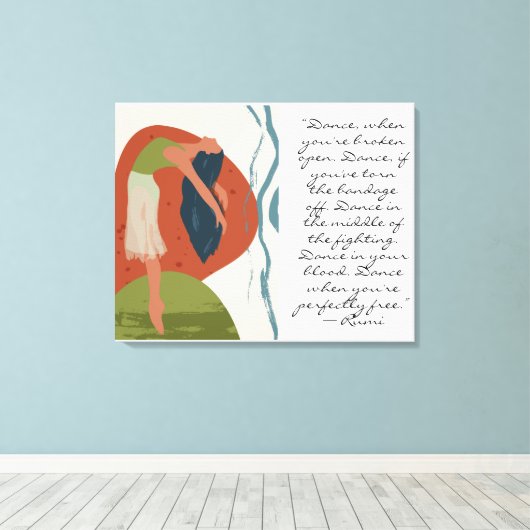 Rumi Dance Quote met danser Canvas Afdruk (Insitu (Houten vloer))