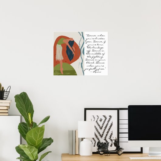Rumi Dance Quote met danser Poster (Thuiskantoor)