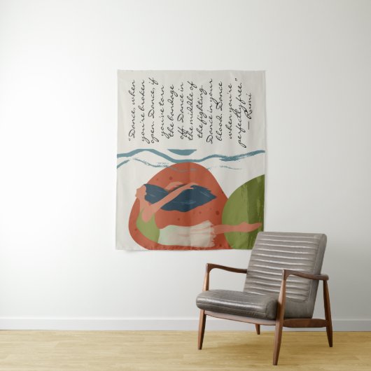 Rumi Dance Quote met danser Wandkleed (In situ)