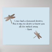 Rumi Desires Quote & Dragonfly Poster (Voorkant)