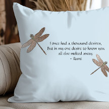 Rumi Desires Quote & Dragonfly Sierkussen