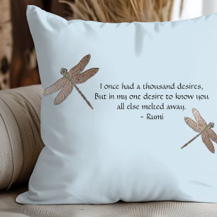 Rumi Desires Quote & Dragonfly Sierkussen Kussen