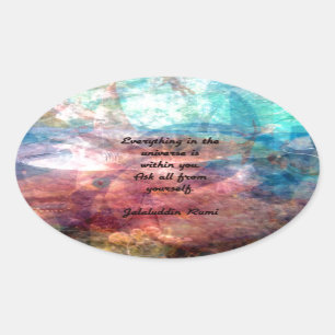 Rumi die citaat over energie en universeel gebruik ovale sticker