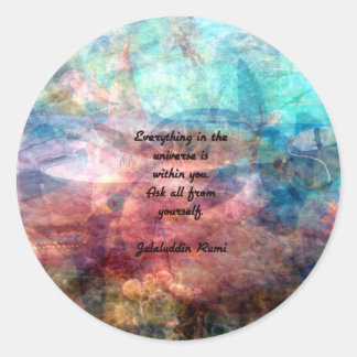 Rumi die citaat over energie en universeel gebruik ronde sticker