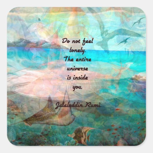 Rumi Inspiration Quote over het universum Vierkante Sticker (Voorkant)