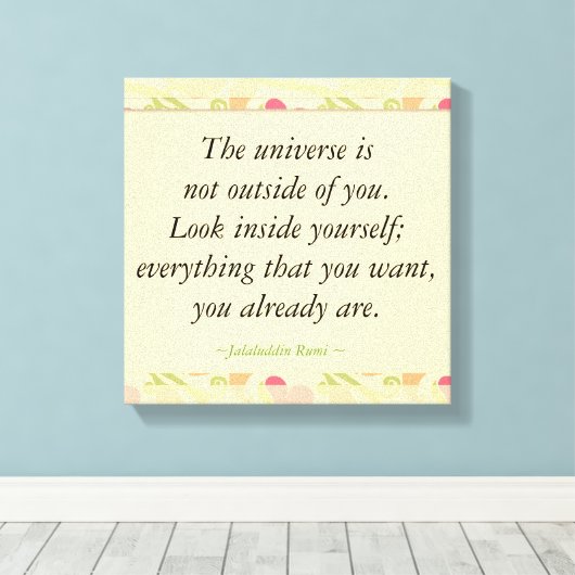 Rumi Inspirerend look binnen quotes Canvas Afdruk (Insitu (Houten vloer))