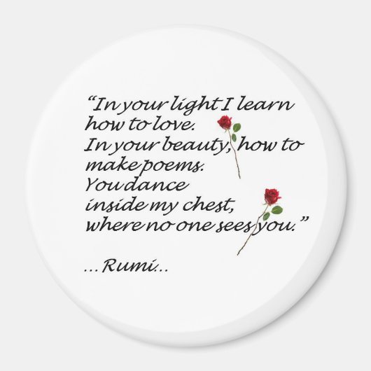 Rumi Liefde Quote Magnet Ronde (Voorkant)