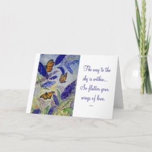 Rumi Love Quote Butterfly Waterverf Art Card Kaart