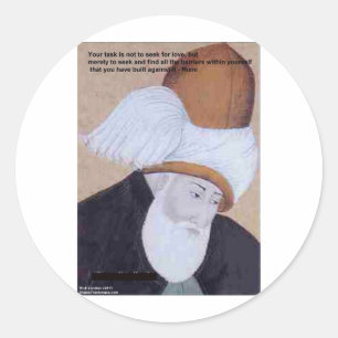 Rumi "Obstacles of Love" citaat op Gifts T - shirt Ronde Sticker