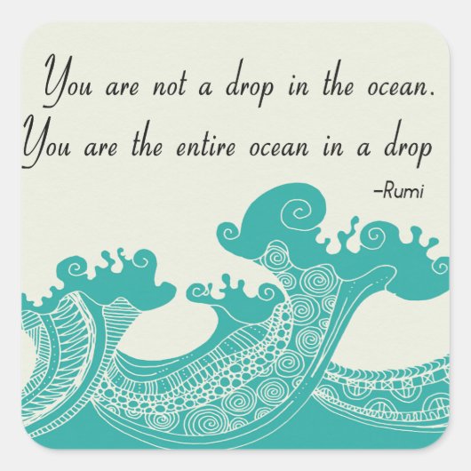 Rumi Ocean quote Vierkante Sticker (Voorkant)