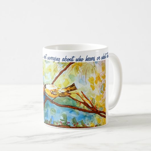 Rumi Quote Birds Waterverf Art Coffee Mok (Voorkant rechts)