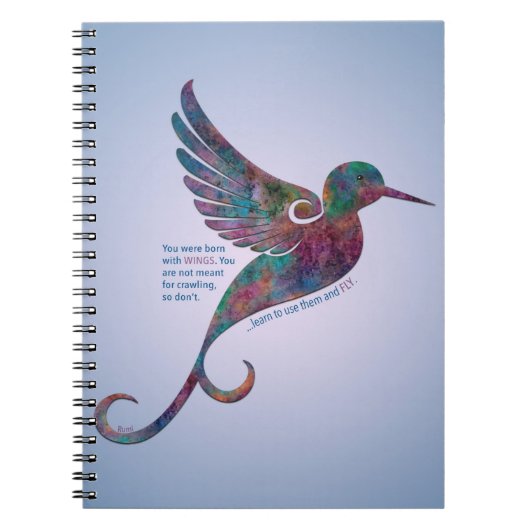 Rumi Quote "Je bent geboren met Wings" Notitieboek (Voorkant)