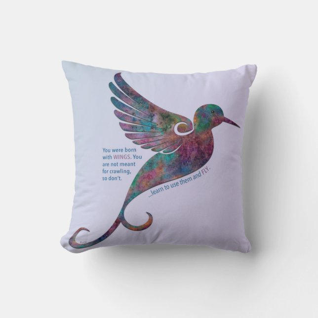 Rumi Quote met Hummingbird Kussen (Voorkant)
