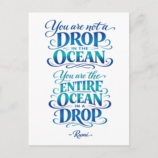 Rumi Quote: Not A Drop in the Ocean Briefkaart (Voorkant)