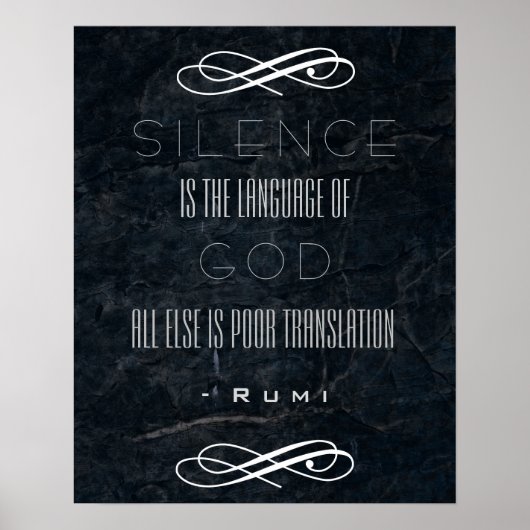 Rumi Quote on Silence and God Poster (Voorkant)