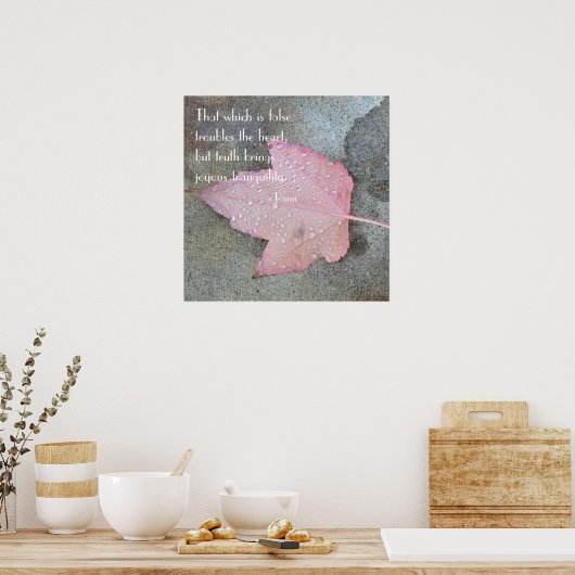 Rumi Quote Pink Leaf Poster (Keuken)