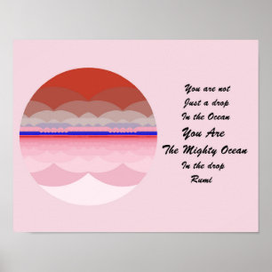 Rumi Quote Poster Art. Ocean Mandala Inspiration.