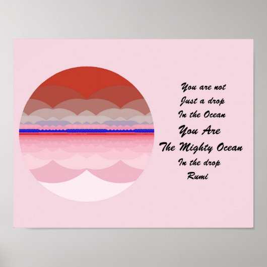 Rumi Quote Poster Art. Ocean Mandala Inspiration. (Voorkant)
