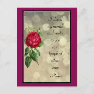 Rumi Quote Typografie met Roos en Bokeh Design Briefkaart