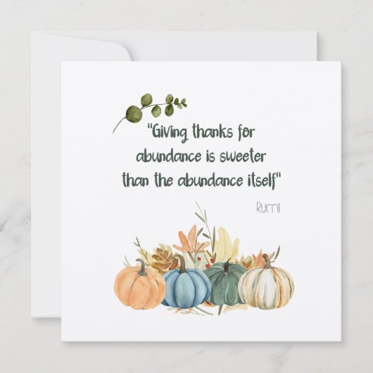 Rumi Thanksgiving Quote - Happy Thanksgiving Invit Kaart (Voorkant)