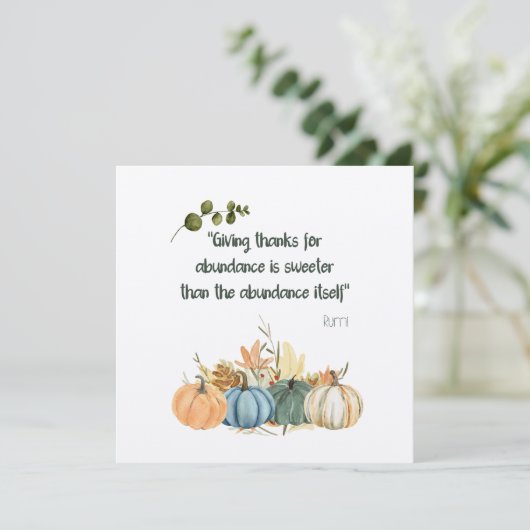 Rumi Thanksgiving Quote - Happy Thanksgiving Invit Kaart (Staand voorkant)