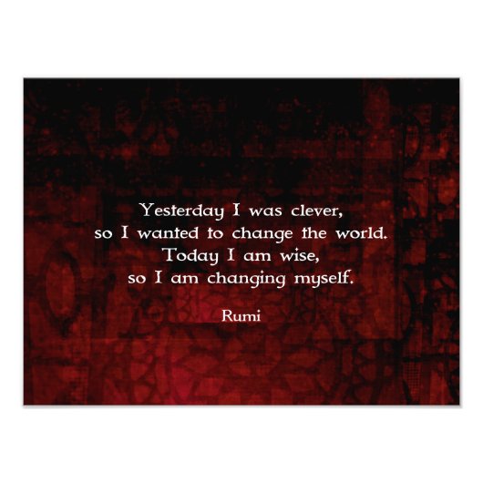 Rumi Wisdom citeert over verandering en openheid Foto Afdruk (Voorkant)