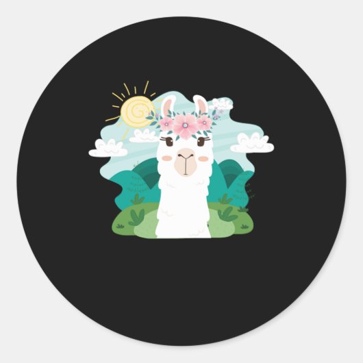 Ruminant Mammal Alpaca Guanaco Camel like Animal W Ronde Sticker (Voorkant)