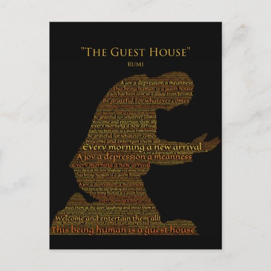 Rumi's Briefkaart "The Guest House" (Voorkant)