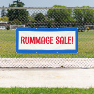 Rummage Sale! Rood wit en blauw banner
