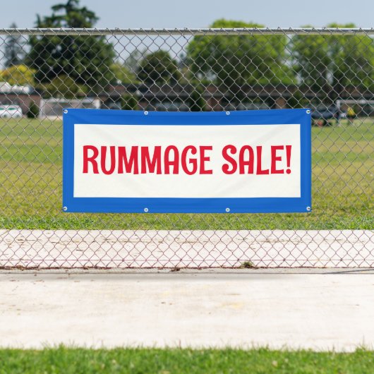 Rummage Sale! Rood wit en blauw banner (Insitu)