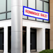Rummage Sale! Rood wit en blauw banner (Buitenkant Gebouw)