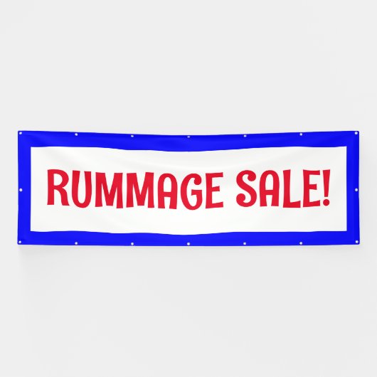 Rummage Sale! Rood wit en blauw banner (Horizontaal)