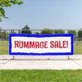 Rummage Sale! Rood wit en blauw banner (Insitu)