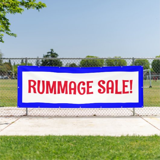 Rummage Sale! Rood wit en blauw banner (Insitu)