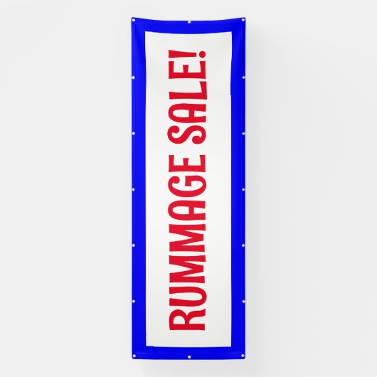 Rummage Sale! Rood wit en blauw banner (Verticaal)