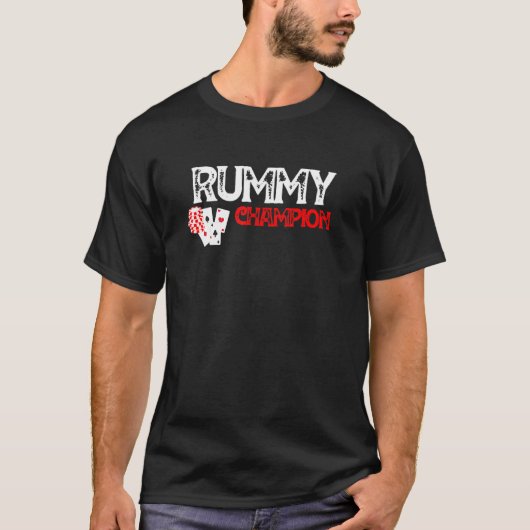Rummy Champion Casino-gamekaart grafisch ontwerp T-shirt (Voorkant)