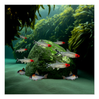 Rummynose Tetras Corydoras Aquarium Vis Perfect Poster