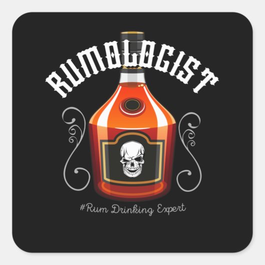 Rumoloog Rum Drinker Piraat Alcohol Leuk Feest Vierkante Sticker (Voorkant)