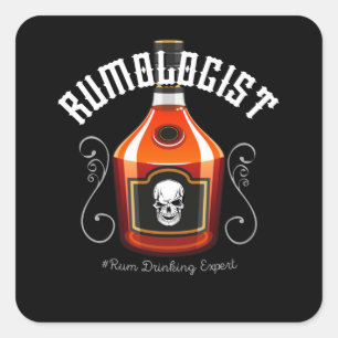 Rumoloog Rum Drinker Piraat Alcohol Leuk Feest Vierkante Sticker