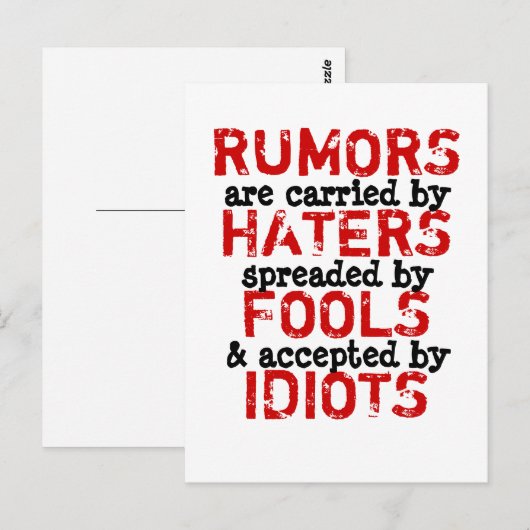 RUMORS - Briefkaart truïsme / filosofie (Voorkant / Achterkant)